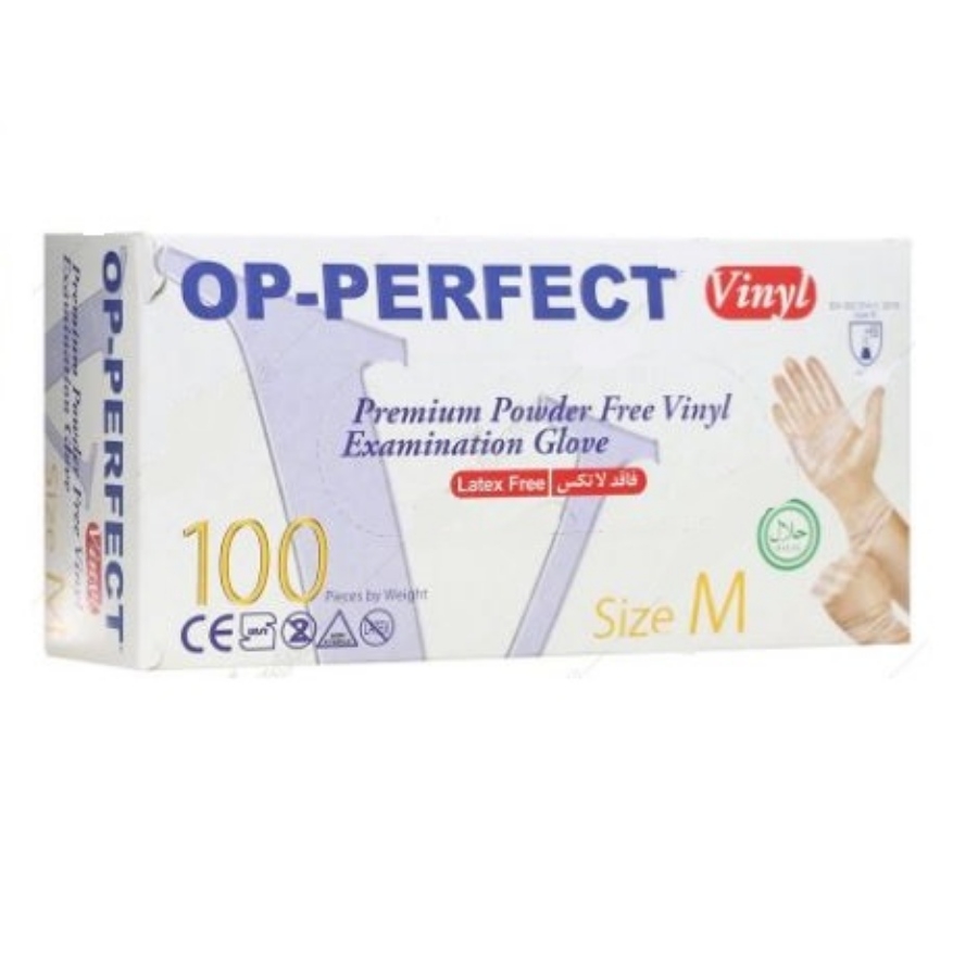 دستکش معاینه وینیل بدون پودر 100 عددی